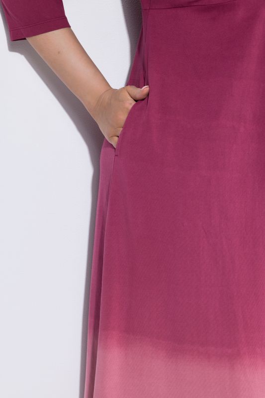 Ombre Twist 3/4 Sleeve Knit Empire Waist A-Line Pocket Dress