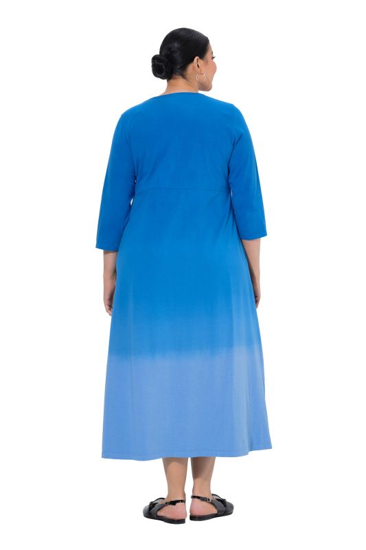 Ombre Twist 3/4 Sleeve Knit Empire Waist A-Line Pocket Dress