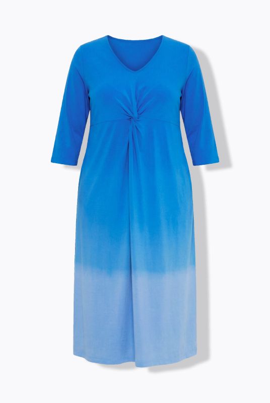 Ombre Twist 3/4 Sleeve Knit Empire Waist A-Line Pocket Dress