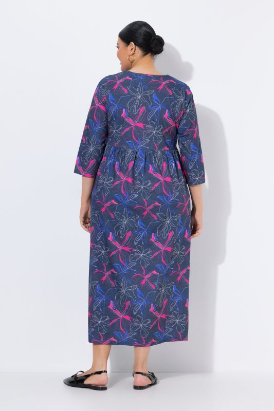 Neon Flower Empire Waist Knit Empire Waist A-Line Pocket Dress