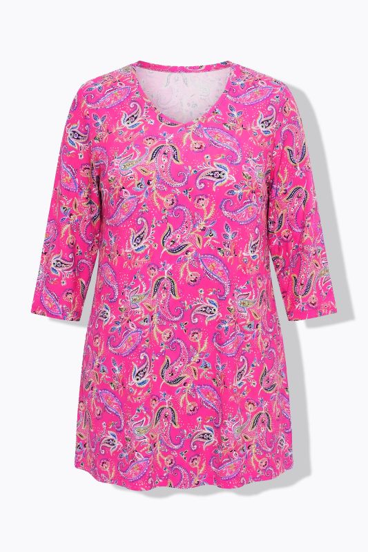 Matte Jersey Pink Paisley A-Line Tunic