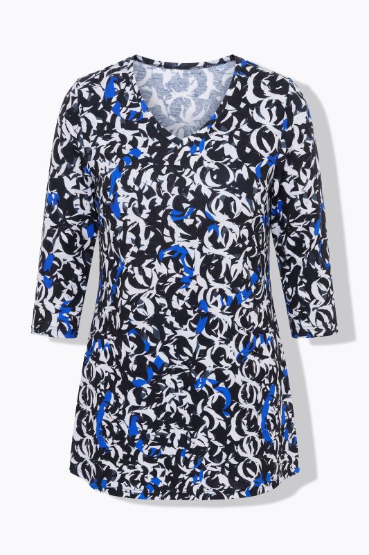 Floral Swirl 3/4 Sleeve Knit Tunic