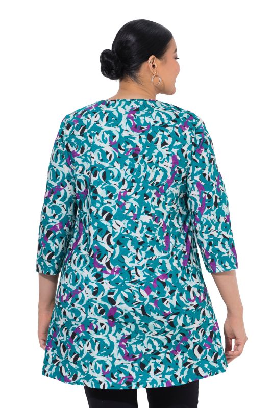 Floral Swirl 3/4 Sleeve Knit Tunic