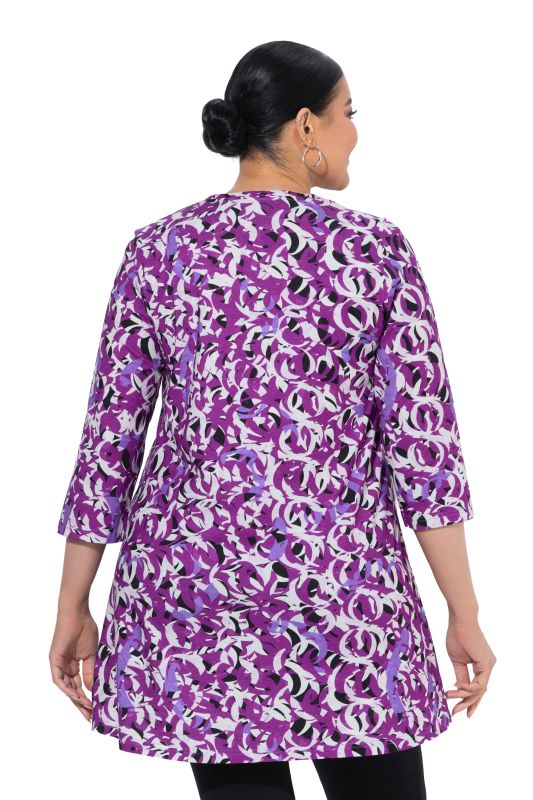 Floral Swirl 3/4 Sleeve Knit Tunic