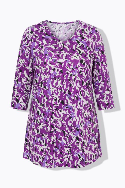 Floral Swirl 3/4 Sleeve Knit Tunic