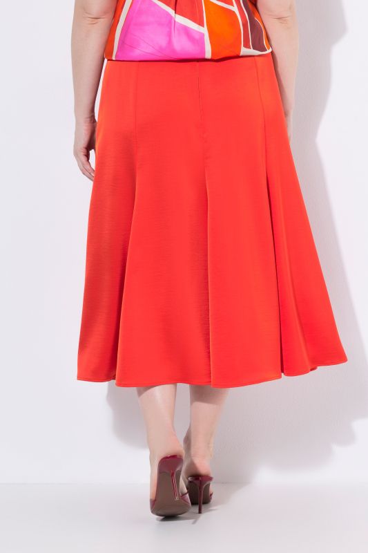 Shimmering Satin Elastic Waist Pleated Skirt