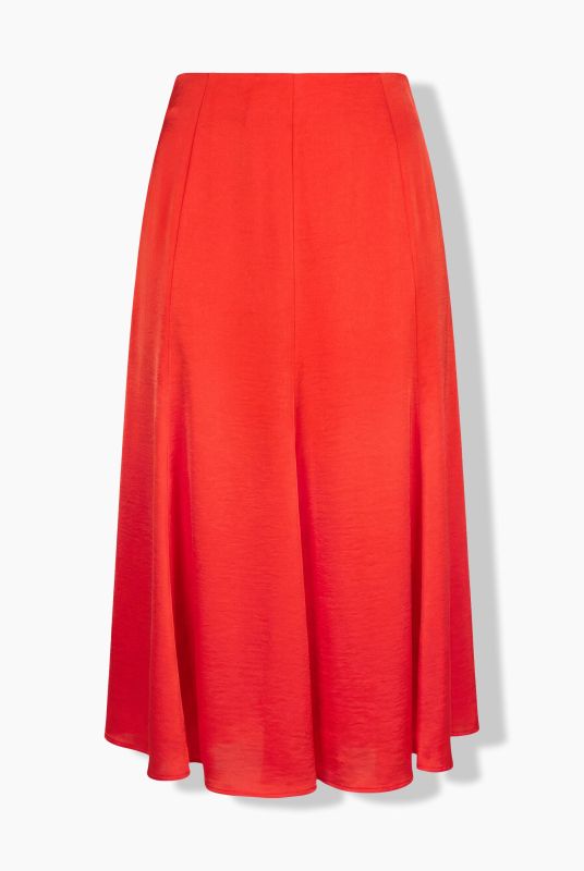 Shimmering Satin Elastic Waist Pleated Skirt