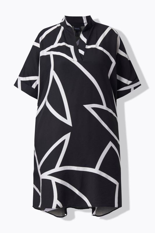 Leaf Outline Collared Hi-Low Dress