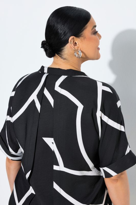 Leaf Outline Collared Hi-Low Dress