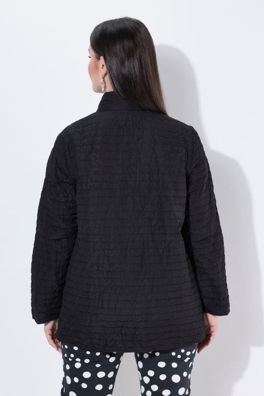 Crinkle Quilted Long Sleeve Crepe Jacket