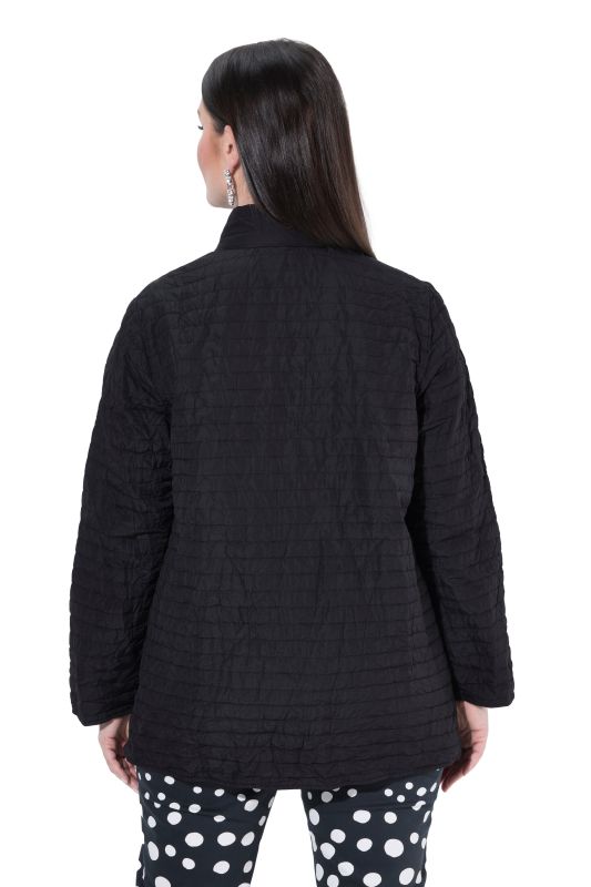 Crinkle Quilted Long Sleeve Crepe Jacket