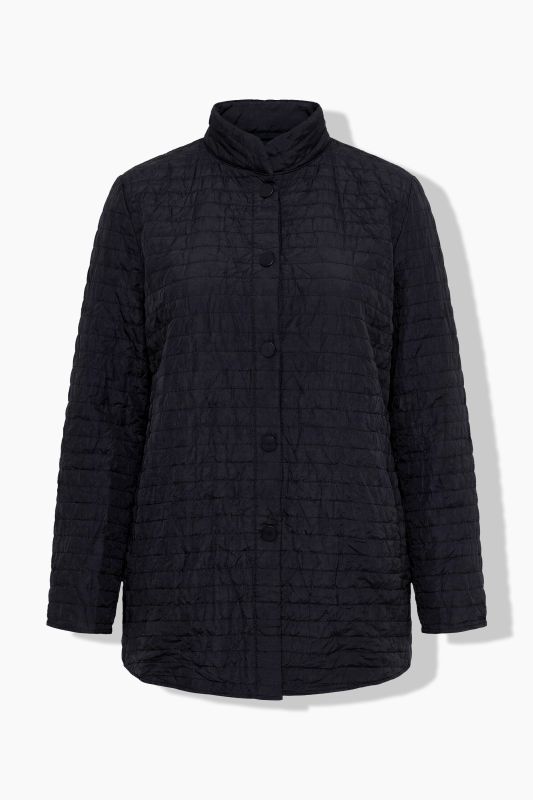 Crinkle Quilted Long Sleeve Crepe Jacket
