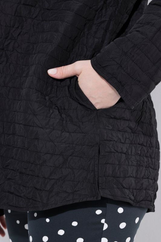 Crinkle Quilted Long Sleeve Crepe Jacket