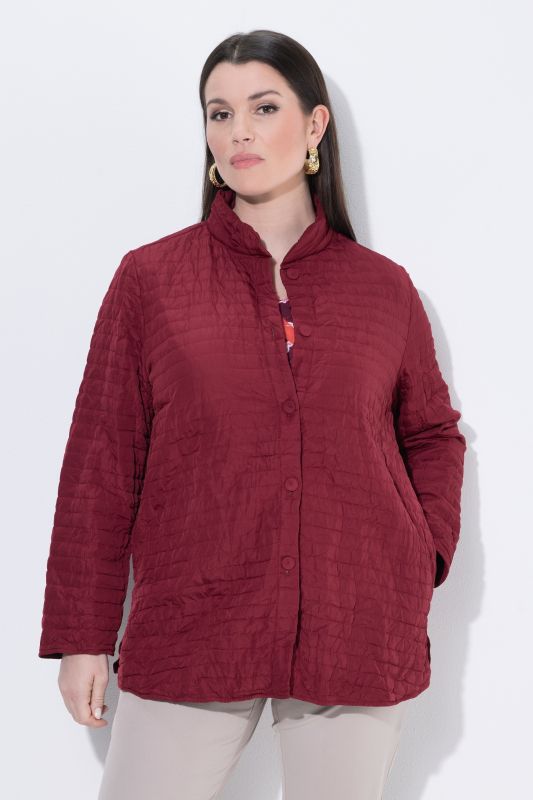Crinkle Quilted Long Sleeve Crepe Jacket