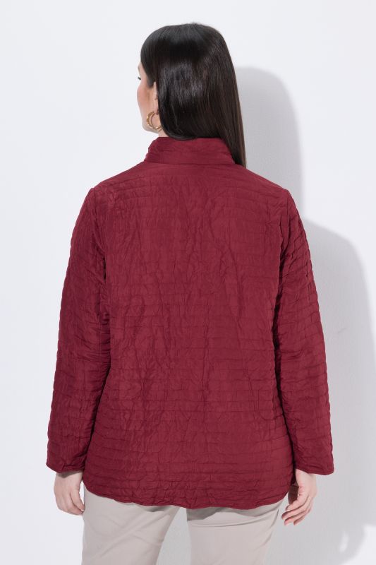 Crinkle Quilted Long Sleeve Crepe Jacket