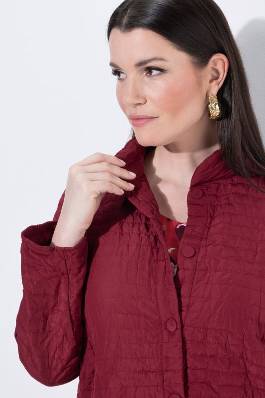 Crinkle Quilted Long Sleeve Crepe Jacket