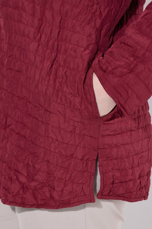 Crinkle Quilted Long Sleeve Crepe Jacket