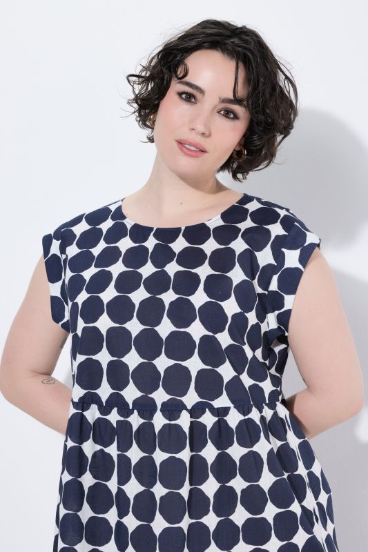 Polka Dot Short Sleeve Flounce Dress