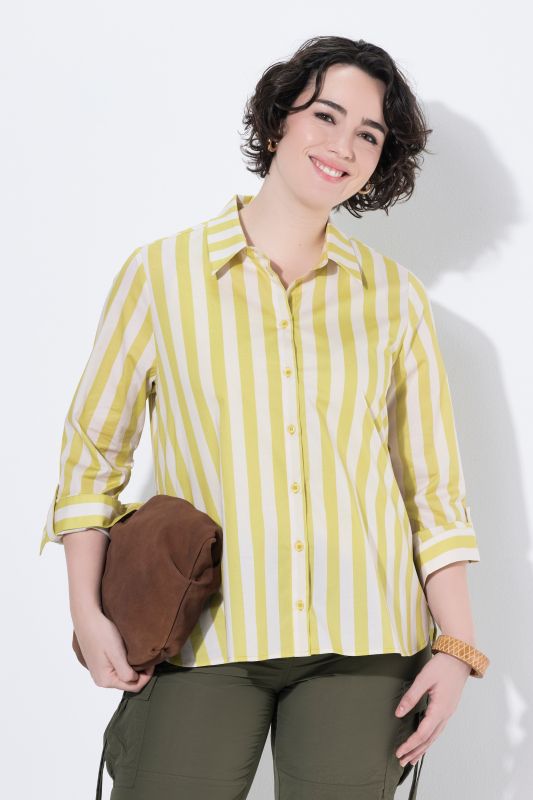 Striped Cotton Poplin Button-Down Blouse