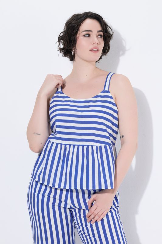 Striped Peplum Voile Tank Top