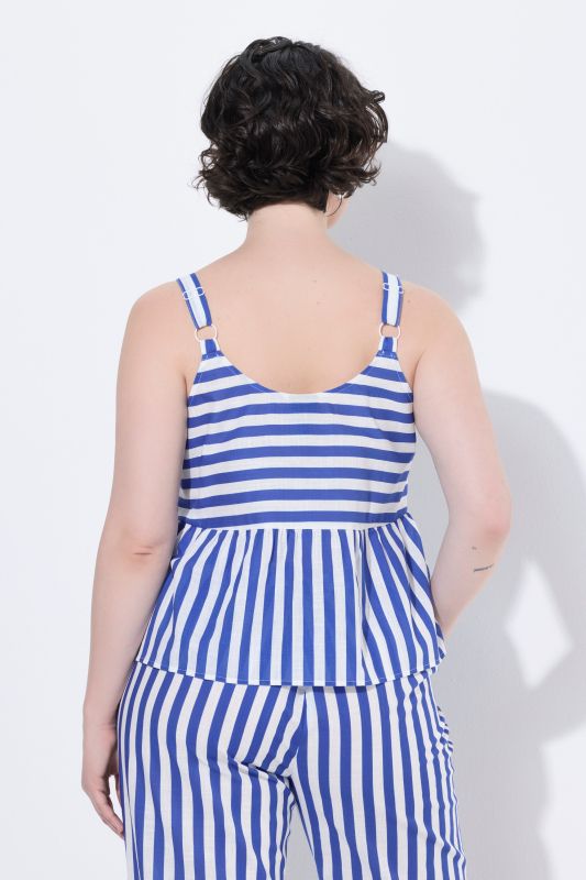 Striped Peplum Voile Tank Top