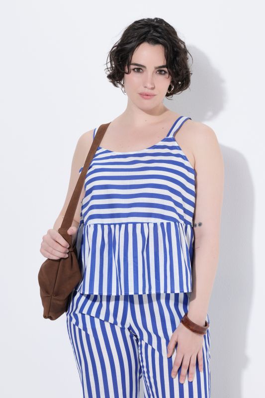 Striped Peplum Voile Tank Top