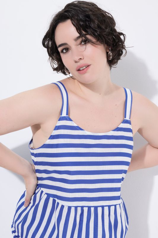 Striped Peplum Voile Tank Top