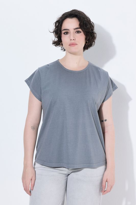 Pleated Shoulder Cap Sleeve Tee