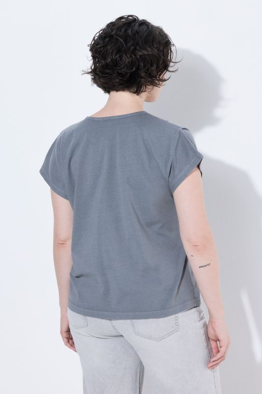 Pleated Shoulder Cap Sleeve Tee