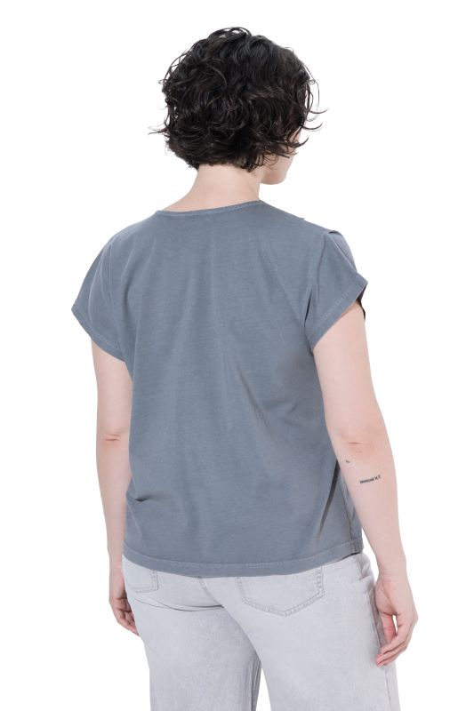Pleated Shoulder Cap Sleeve Tee