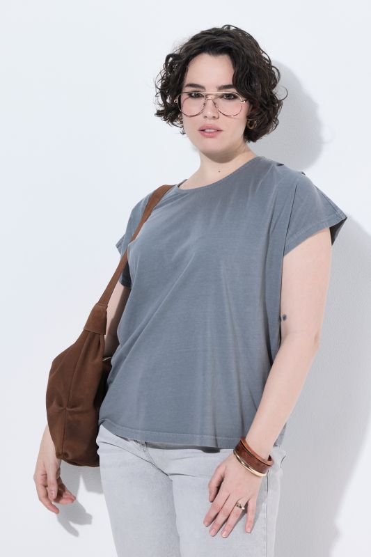 Pleated Shoulder Cap Sleeve Tee