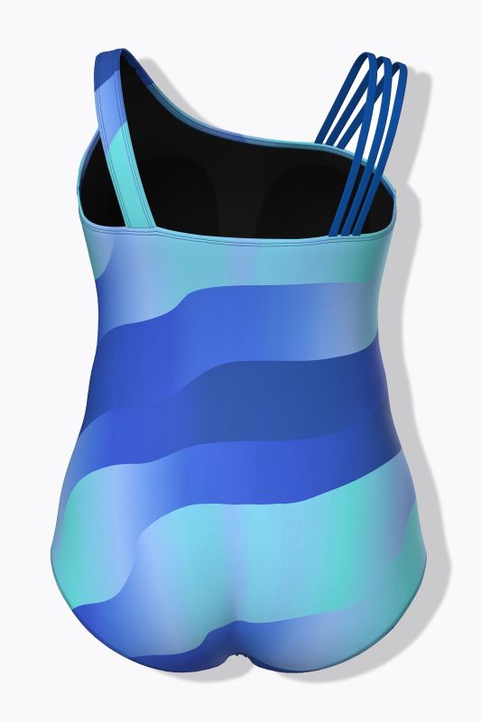 Ombre Wave Split Strap One Piece Swimsuit
