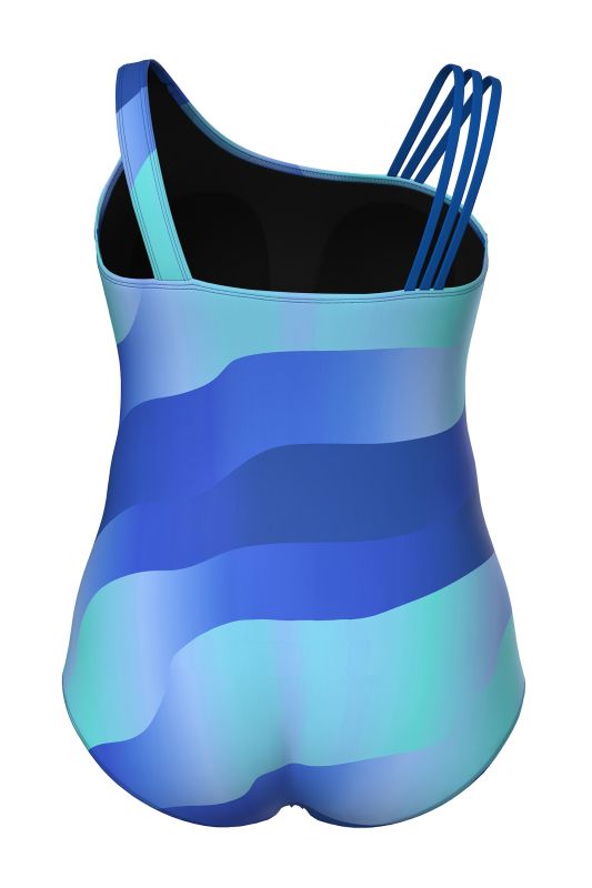 Ombre Wave Split Strap One Piece Swimsuit