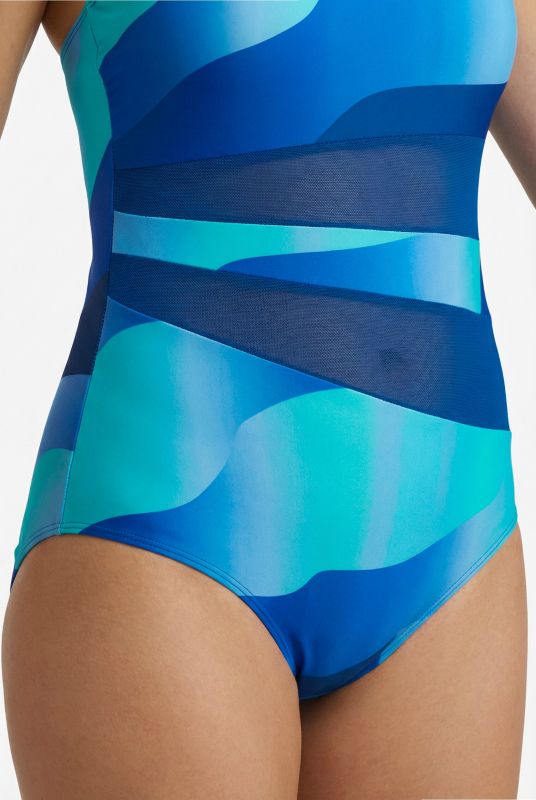 Ombre Wave Split Strap One Piece Swimsuit