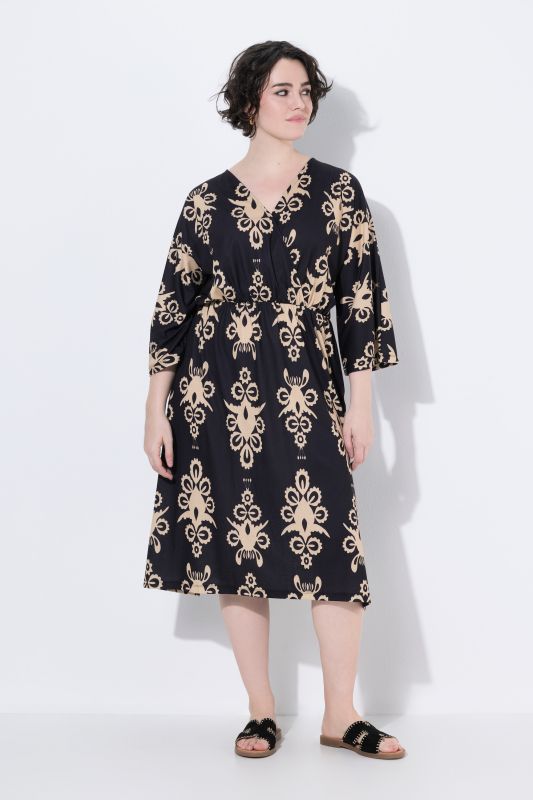 Ornamental Print Wrap-Look Dress