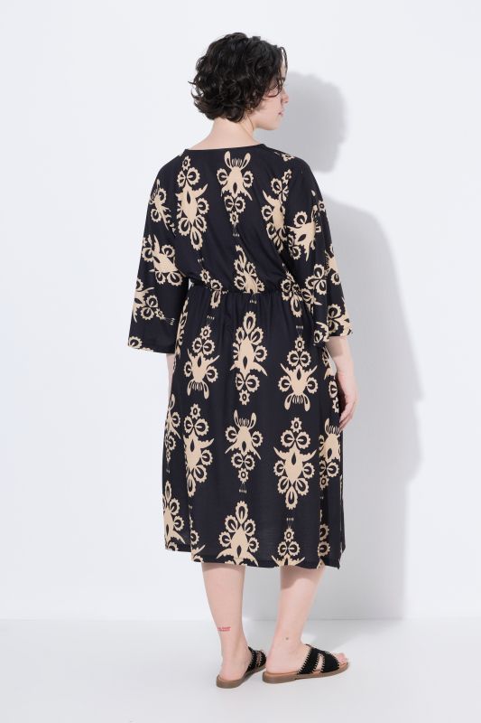 Ornamental Print Wrap-Look Dress