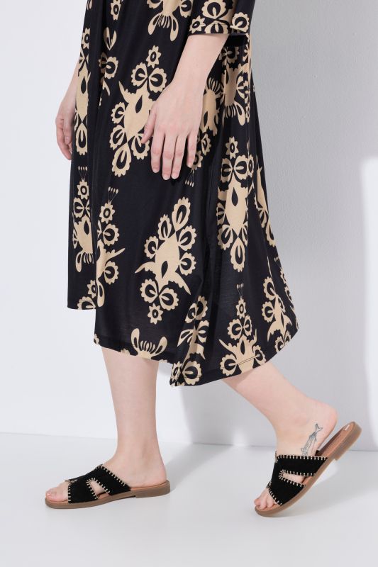 Ornamental Print Wrap-Look Dress