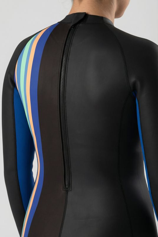Long Sleeve Asymmetric Stripe Swimsuit