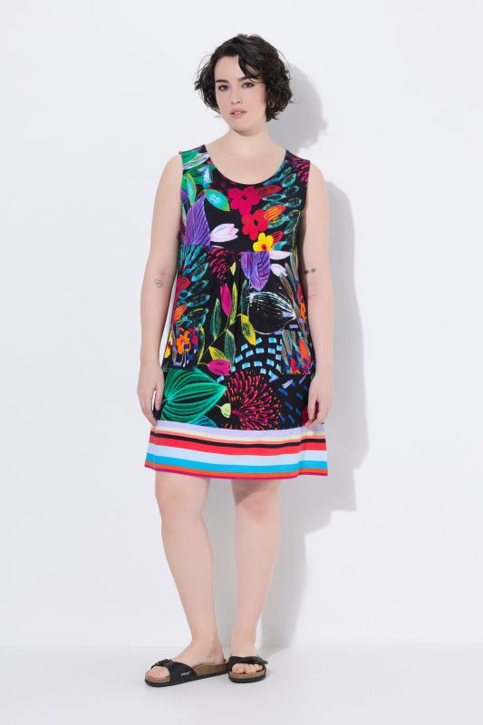 Striped Hem Sleeveless Jersey Dress
