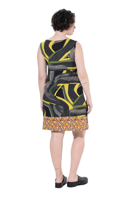 Striped Hem Sleeveless Jersey Dress