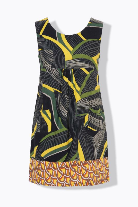 Striped Hem Sleeveless Jersey Dress