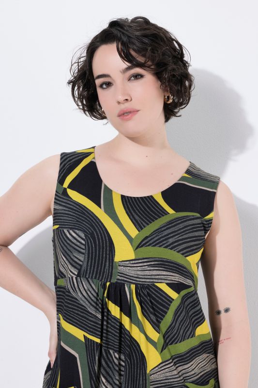 Striped Hem Sleeveless Jersey Dress
