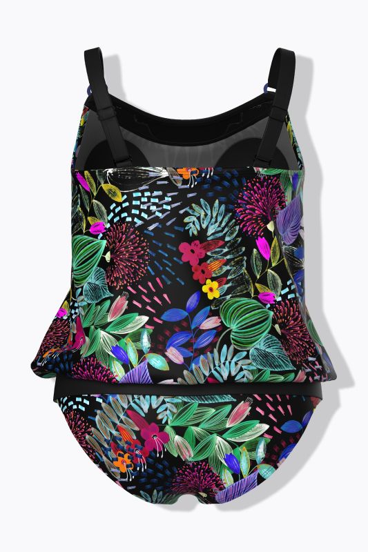 Jungle Flora Elastic Hem Tankini Set