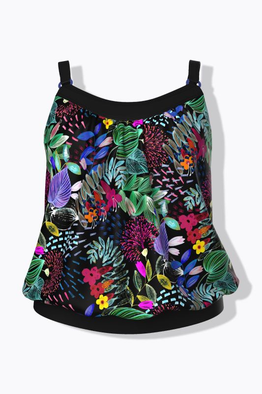 Jungle Flora Elastic Hem Tankini Set