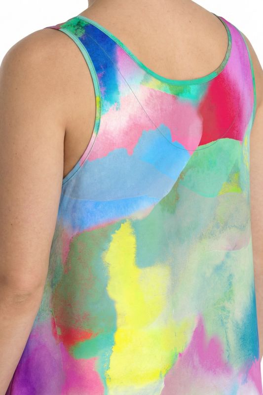 Watercolor Print Sleeveless A-Line Dress