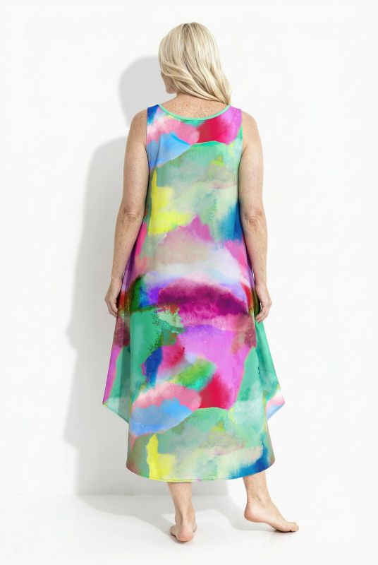 Watercolor Print Sleeveless A-Line Dress