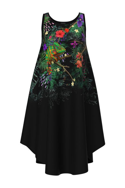 Chameleon Print Sleeveless A-Line Dress