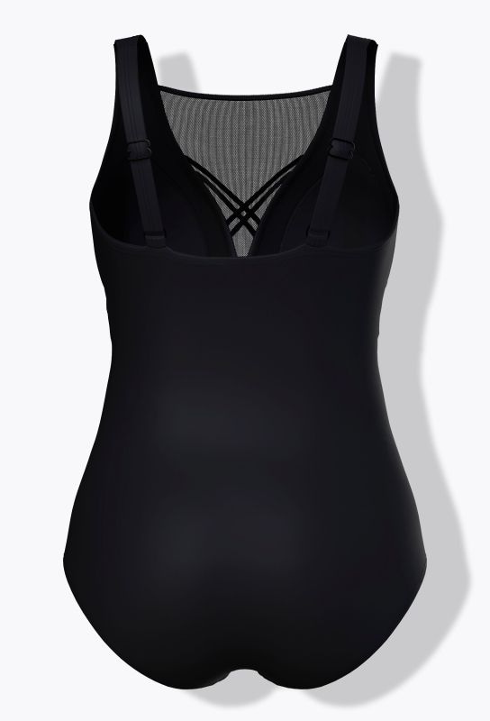 Strappy Mesh Panel One Piece Swimsuit