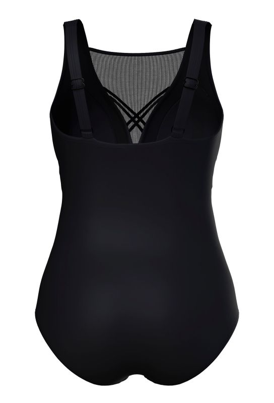 Strappy Mesh Panel One Piece Swimsuit