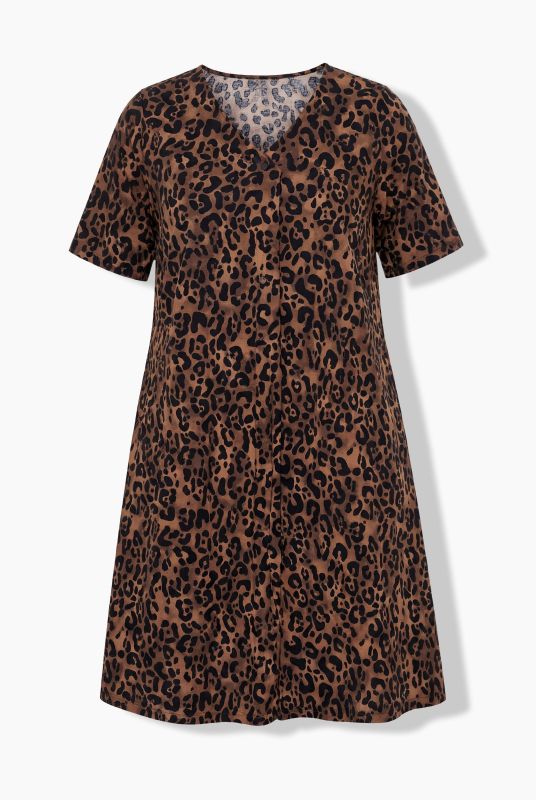 Allover Print Short Sleeve Pocket Dress